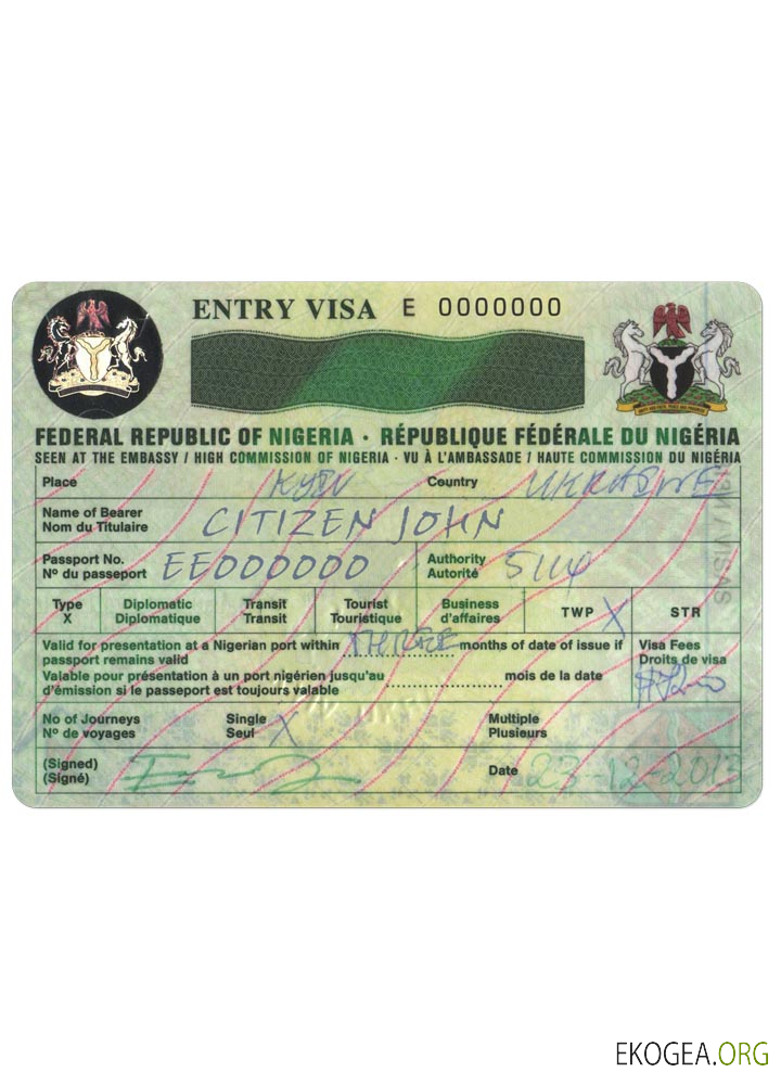 Visa NIGÉRIA template